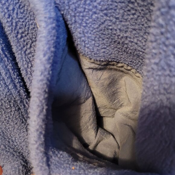 Retro Big Dogs Reversible Fleece Puffer Coat Neon Lime Green Polka Dot Dk Blue - Picture 15 of 16